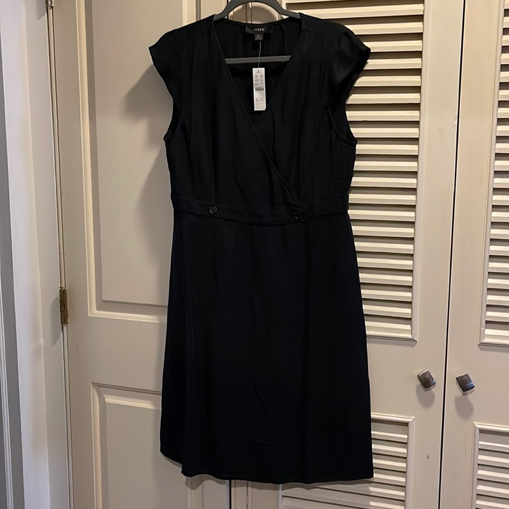 J. Crew Cupro Black Dress - Size 12. NEW WITH TAGS